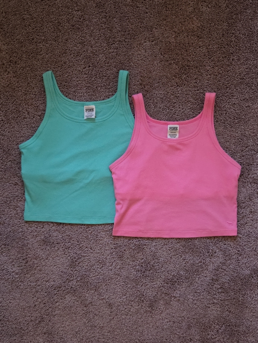 Pink Bundle 2 VS Bra Crop Tops Sz L Mint Green & Pink